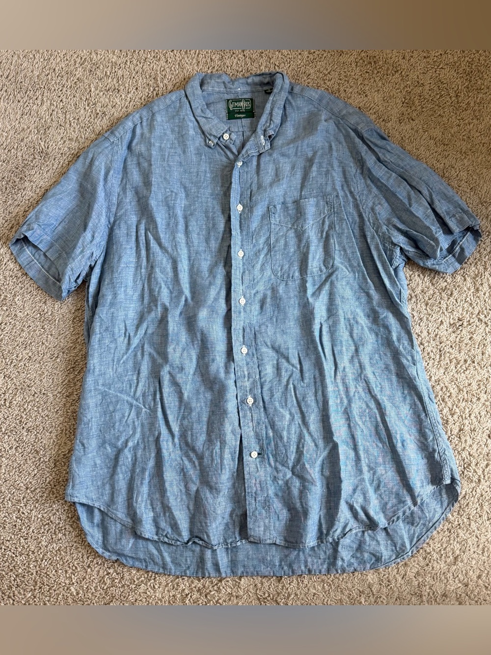 Gitman Bros Vintage 100% Linen Short Sleeve Button Up Shirt